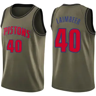 Detroit Pistons Men's Bill Laimbeer Green Swingman Salute to Service Jersey