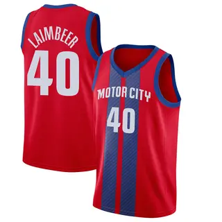 Detroit Pistons Men's Bill Laimbeer Red Swingman 2019/20 Finished Jersey - City Edition