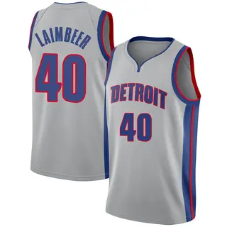 Detroit Pistons Men's Bill Laimbeer Swingman Silver Jersey - Statement Edition