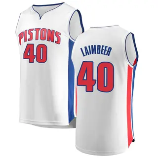 Detroit Pistons Men's Bill Laimbeer White Fast Break Jersey - Association Edition