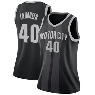 Detroit Pistons Women's Bill Laimbeer Black Swingman 2018/19 Jersey - City Edition