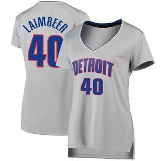 Detroit Pistons Women's Bill Laimbeer Fast Break Silver Jersey - Statement Edition