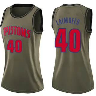 Detroit Pistons Women's Bill Laimbeer Green Swingman Salute to Service Jersey