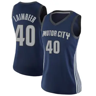 Detroit Pistons Women's Bill Laimbeer Navy Swingman Jersey - City Edition