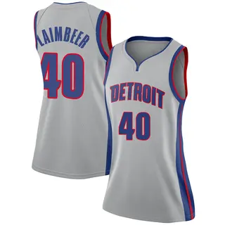 Detroit Pistons Women's Bill Laimbeer Swingman Silver Jersey - Statement Edition