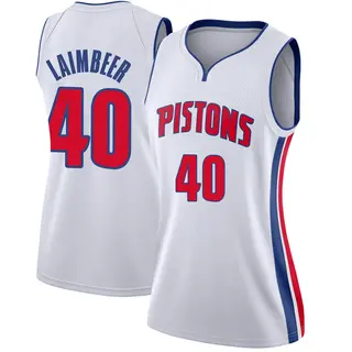 Detroit Pistons Women's Bill Laimbeer White Swingman Jersey - Association Edition