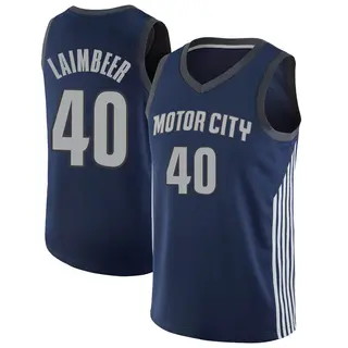 Detroit Pistons Youth Bill Laimbeer Navy Swingman Jersey - City Edition